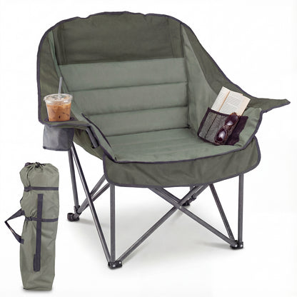 Folding Oversized Camping Chair, Side Pockets, Cup Holder, Green Camping Furniture Green at Gallery Canada