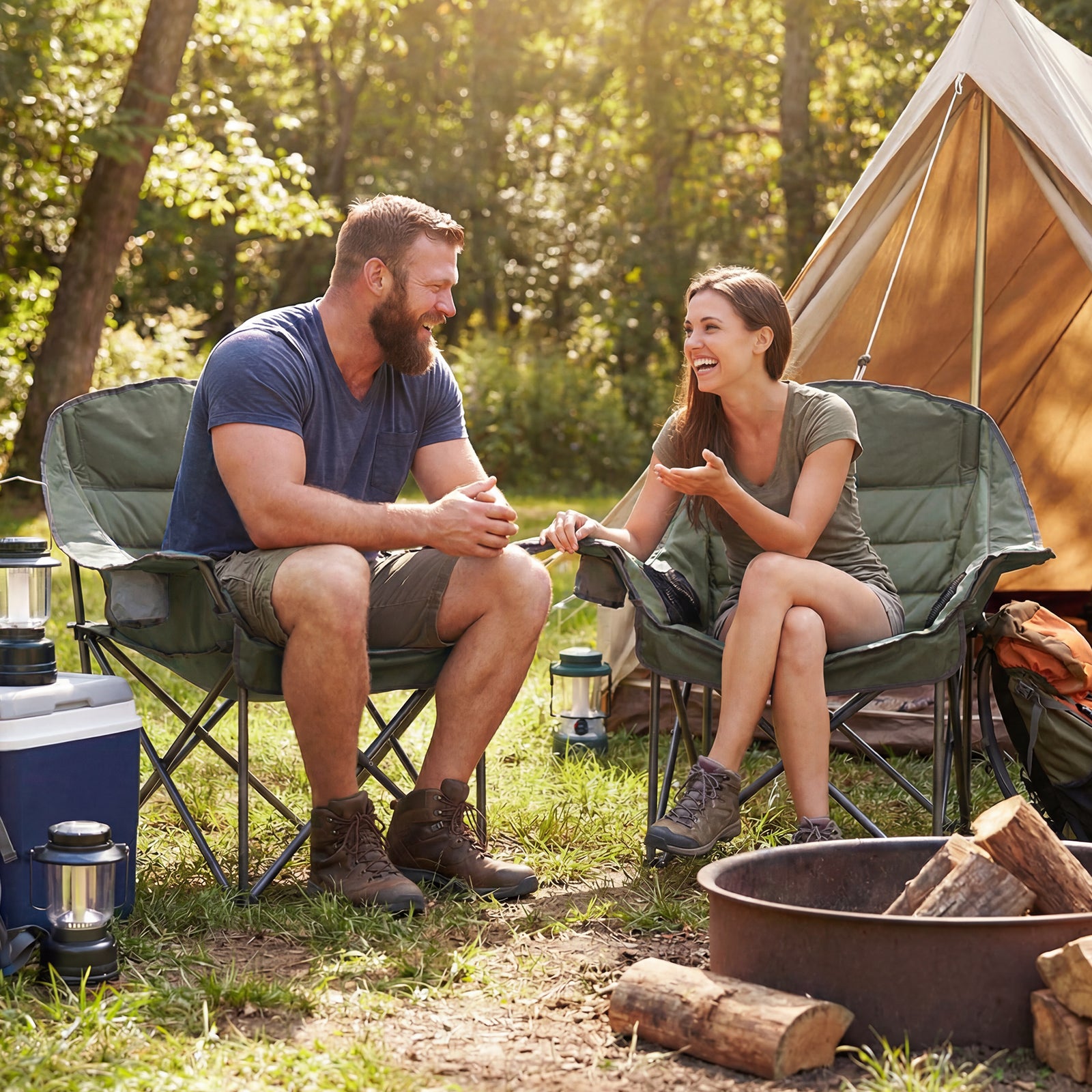 Folding Oversized Camping Chair, Side Pockets, Cup Holder, Green Camping Furniture at Gallery Canada