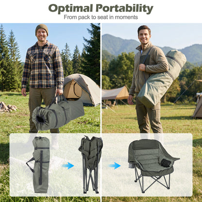 Folding Oversized Camping Chair, Side Pockets, Cup Holder, Green Camping Furniture at Gallery Canada