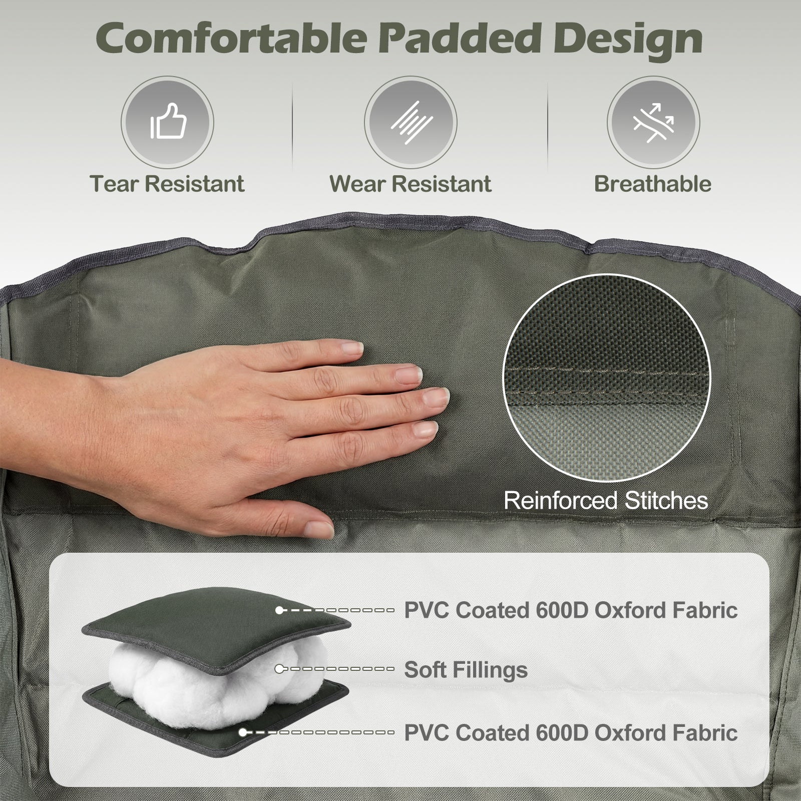 Folding Oversized Camping Chair, Side Pockets, Cup Holder, Green Camping Furniture at Gallery Canada