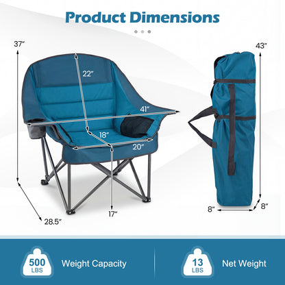 Oversized Folding Camping Chair, With Side Pockets And Cup Holder, Blue Camping Furniture at Gallery Canada