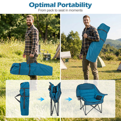 Oversized Folding Camping Chair, With Side Pockets And Cup Holder, Blue Camping Furniture at Gallery Canada