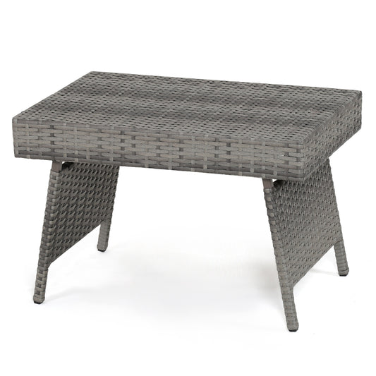 Table d'appoint pliable en rotin PE, grise