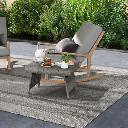 Folding PE Rattan Side Coffee Table, Gray