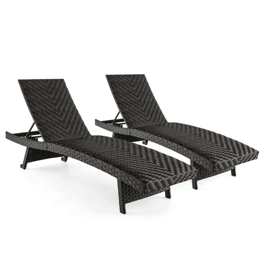 Folding Rattan Patio Chaise Lounge Set of 2, Brown Outdoor Chaise Lounges Brown at Gallery Canada