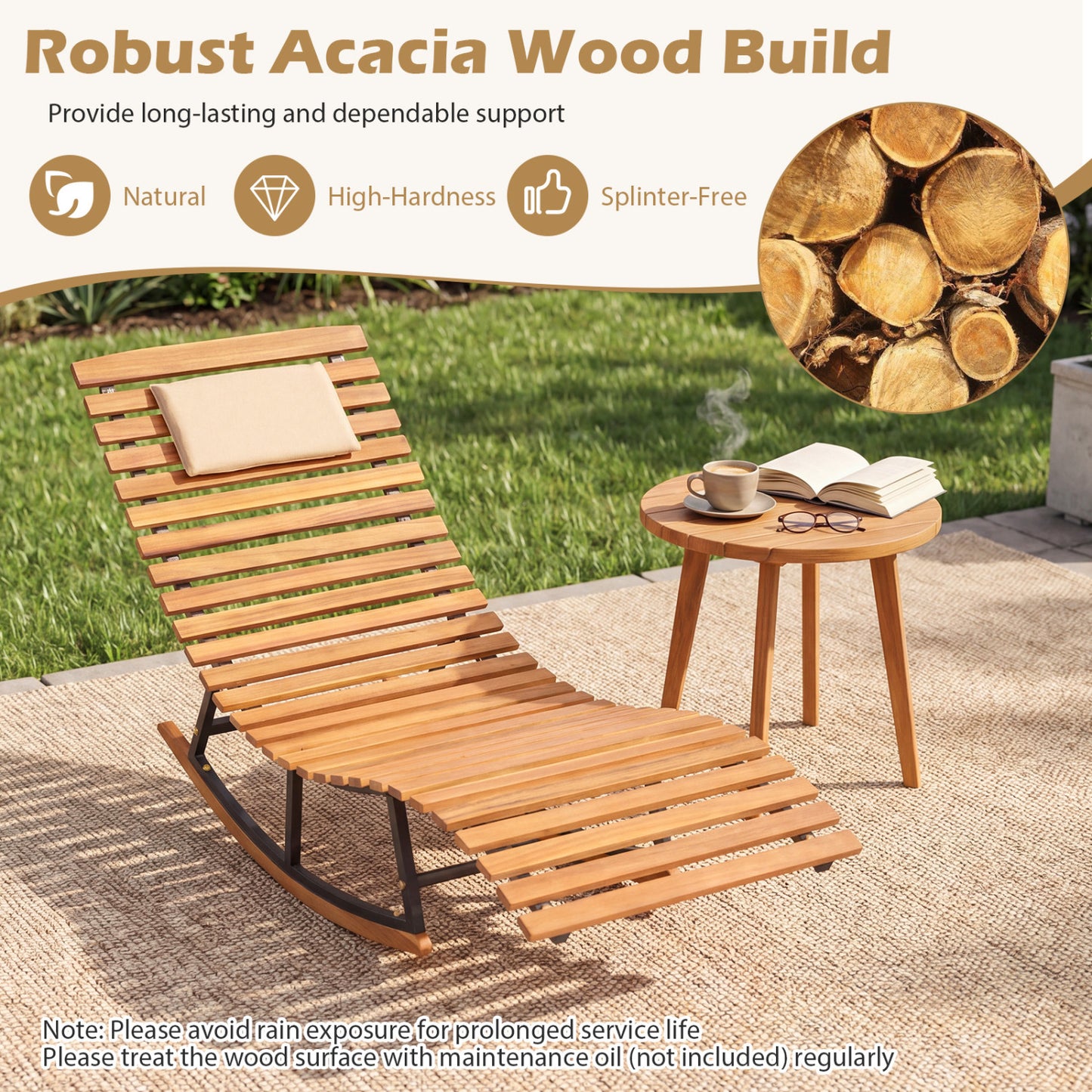 Folding Eucalyptus Outdoor Patio Lounge Chair, Red Outdoor Chaise Lounges at Gallery Canada