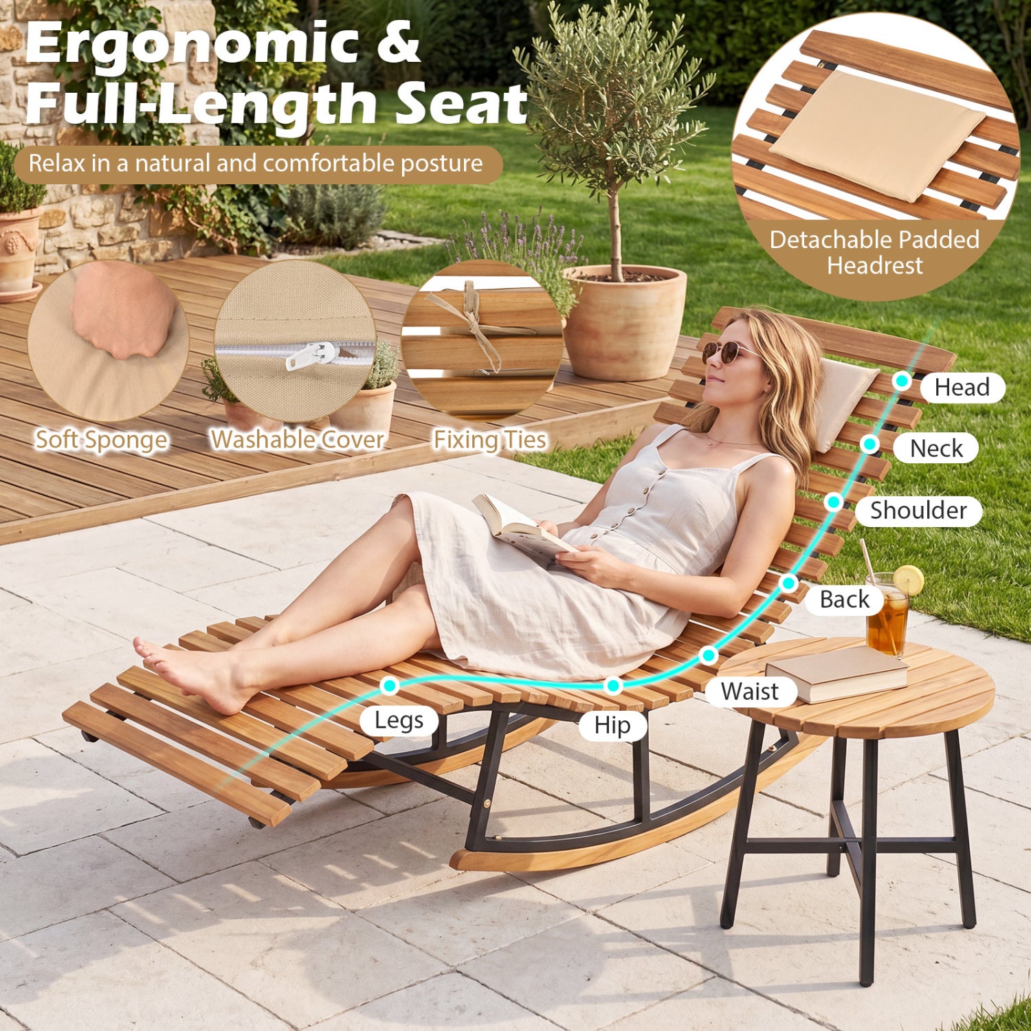 Folding Eucalyptus Outdoor Patio Lounge Chair, Red Outdoor Chaise Lounges at Gallery Canada