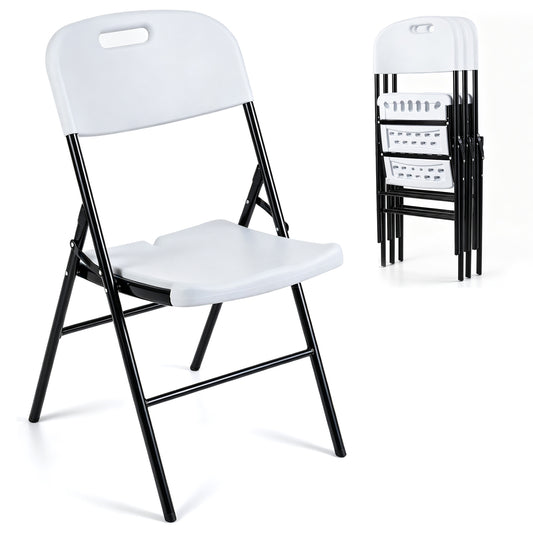 Folding Plastic Chairs 4 Pack, 330 LBS Capacity, White Dining Chairs White at Gallery Canada