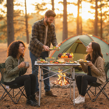Folding Roll-up Camping Table with Metal Legs, Silver Camping Furniture at Gallery Canada