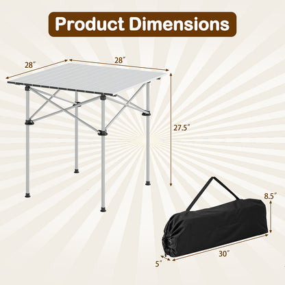 Folding Roll-up Camping Table with Metal Legs, Silver Camping Furniture at Gallery Canada