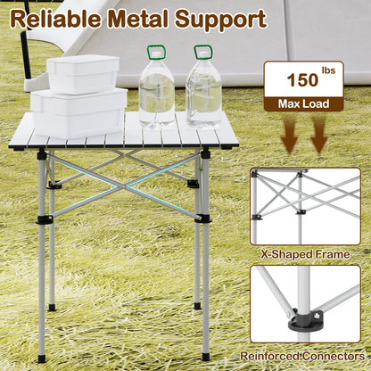 Folding Roll-up Camping Table with Metal Legs, Silver Camping Furniture at Gallery Canada