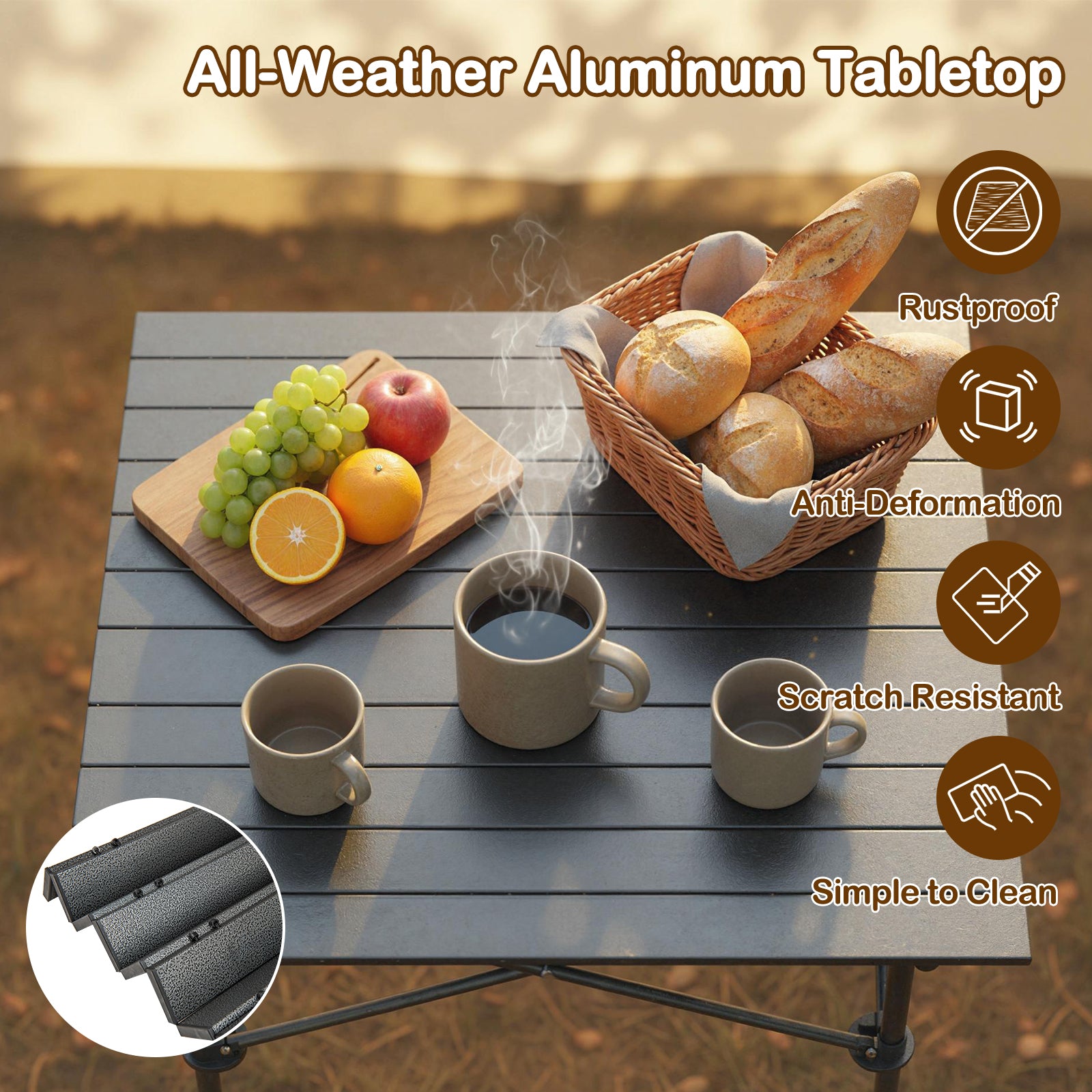 Folding Roll-up Camping Table with Metal Legs, Black Camping Furniture at Gallery Canada