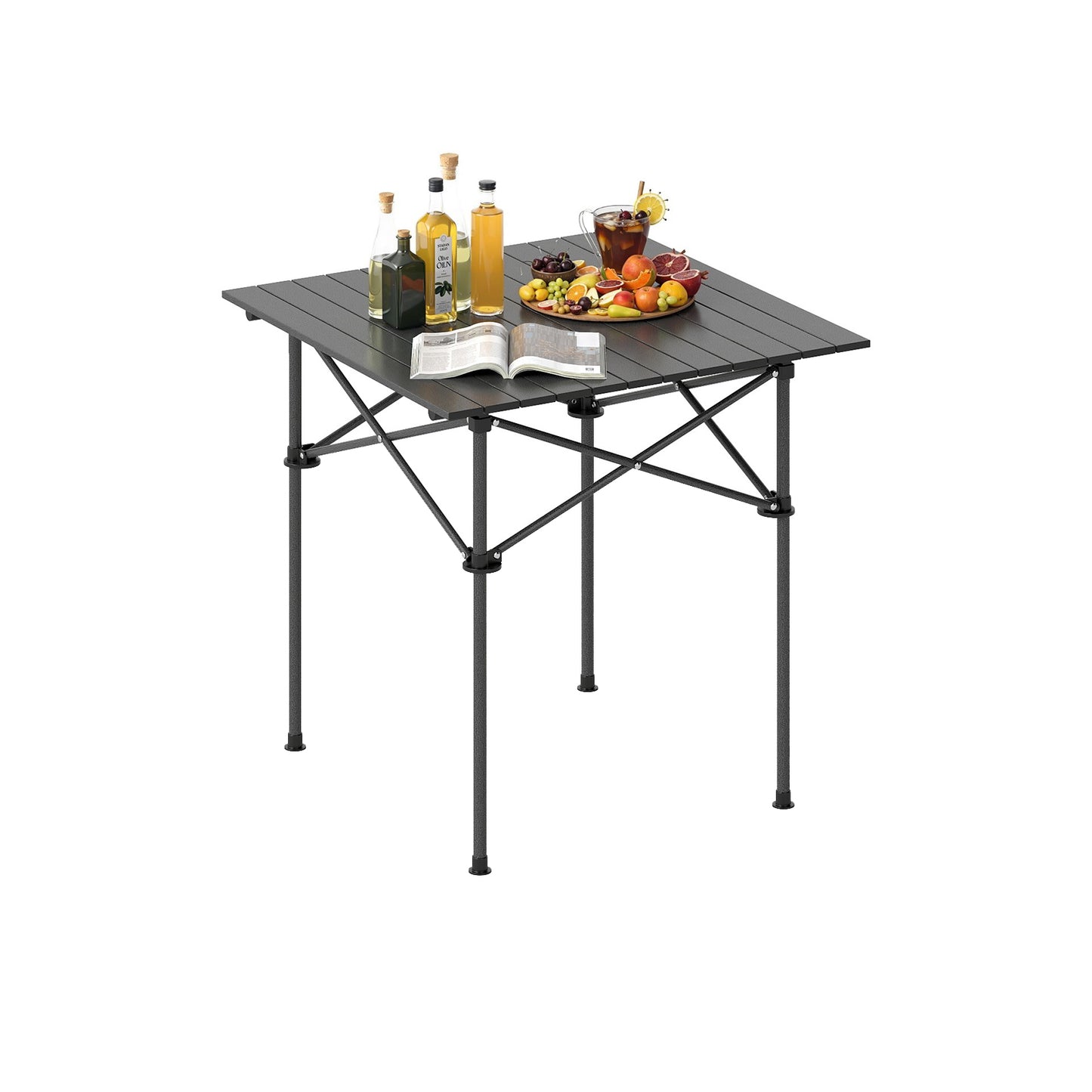 Folding Roll-up Camping Table with Metal Legs, Black Camping Furniture at Gallery Canada