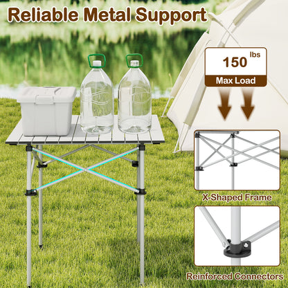 Folding Roll-up Camping Table with Metal Legs, Silver Camping Furniture at Gallery Canada
