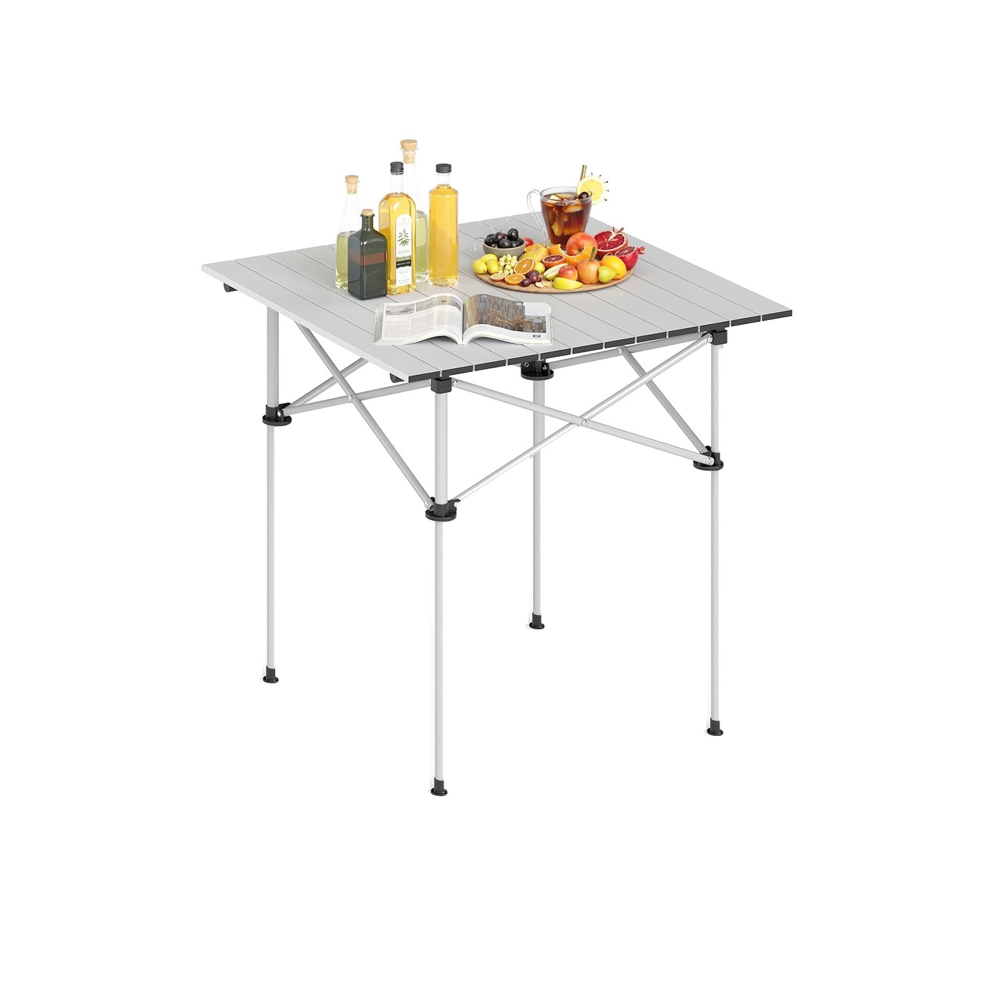 Folding Roll-up Camping Table with Metal Legs, Silver Camping Furniture at Gallery Canada