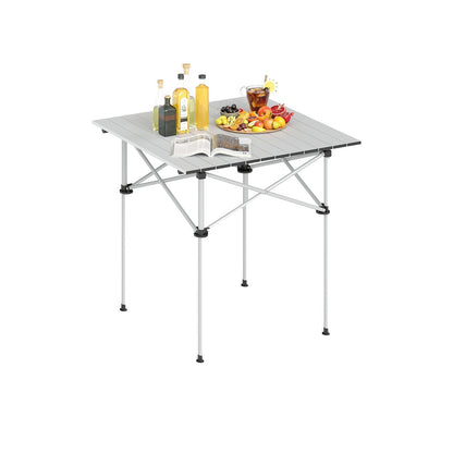 Folding Roll-up Camping Table with Metal Legs, Silver Camping Furniture at Gallery Canada