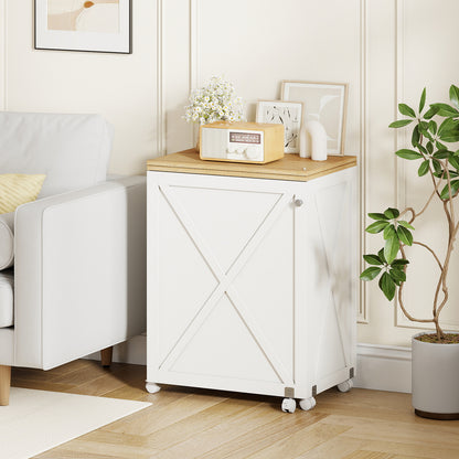 Folding Sewing Table with Storage Shelf and 5 Lockable Wheel-Natural and White, Natural & White Sewing Tables at Gallery Canada