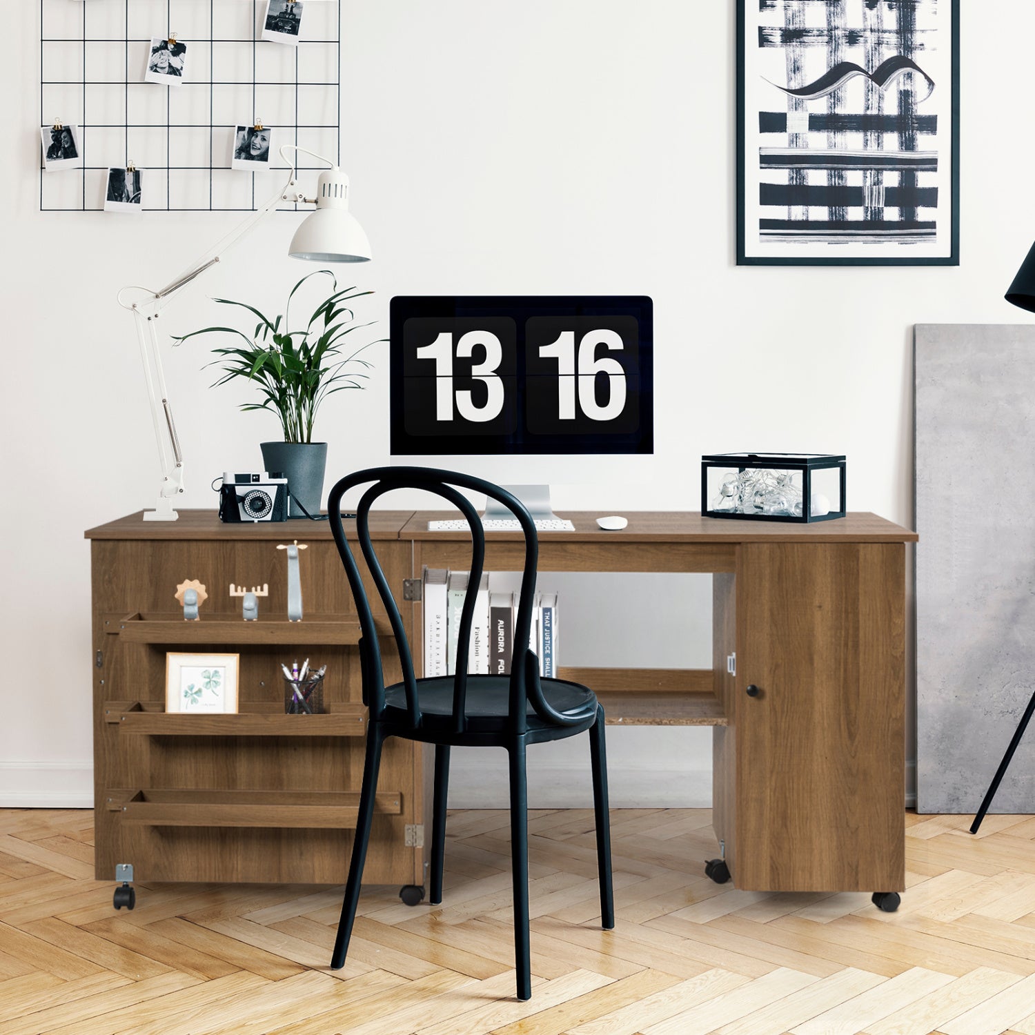 Folding Sewing Table, Storage Cabinet, Craft Cart With Wheels, Natural Sewing Tables at Gallery Canada