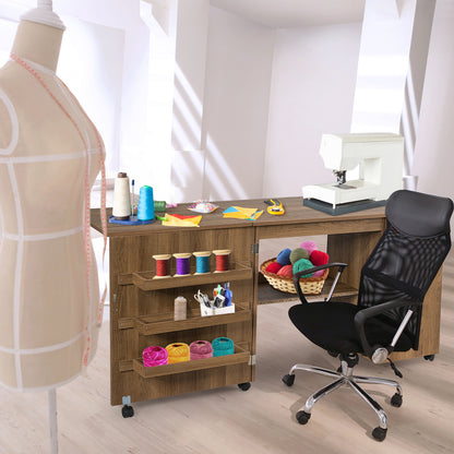 Folding Sewing Table, Storage Cabinet, Craft Cart With Wheels, Natural Sewing Tables at Gallery Canada