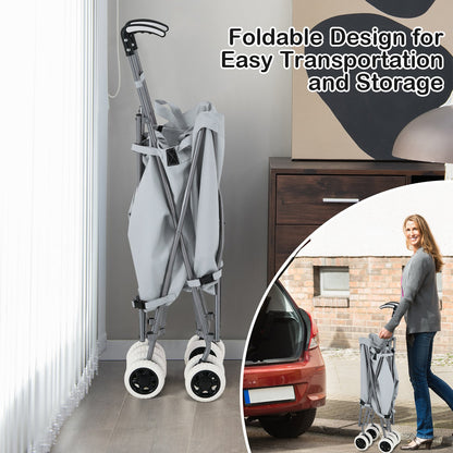 Folding Shopping Utility Cart with Water-Resistant Removable Canvas Bag-Grey, Gray Kitchen at Gallery Canada