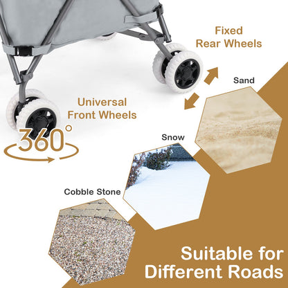 Folding Shopping Utility Cart with Water-Resistant Removable Canvas Bag-Grey, Gray Kitchen at Gallery Canada