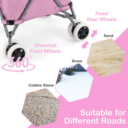 Folding Shopping Utility Cart with Water-Resistant Removable Canvas Bag, Pink Kitchen at Gallery Canada