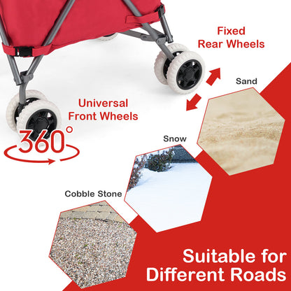 Folding Shopping Utility Cart with Water-Resistant Removable Canvas Bag, Red Kitchen at Gallery Canada