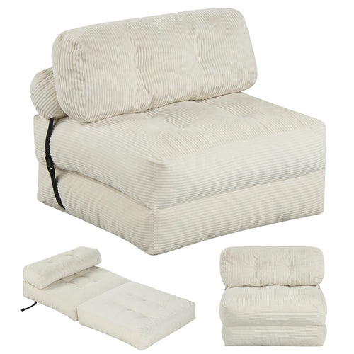 Folding Sofa Bed, With Pillow And Back Support, Beige