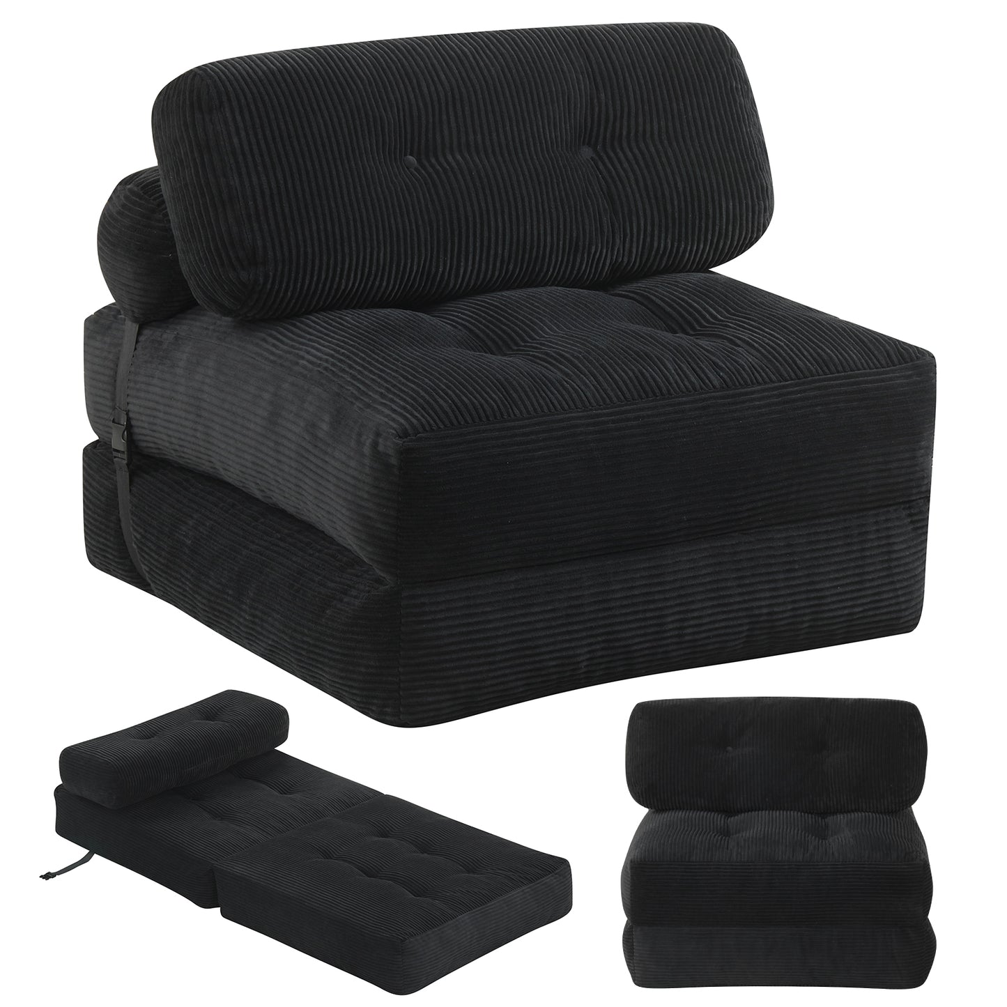 Folding Sofa Bed With Pillow, Back Support, Black Sofas & Loveseats Black at Gallery Canada