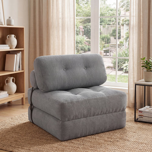 Folding Sofa Bed With Pillow, Gray