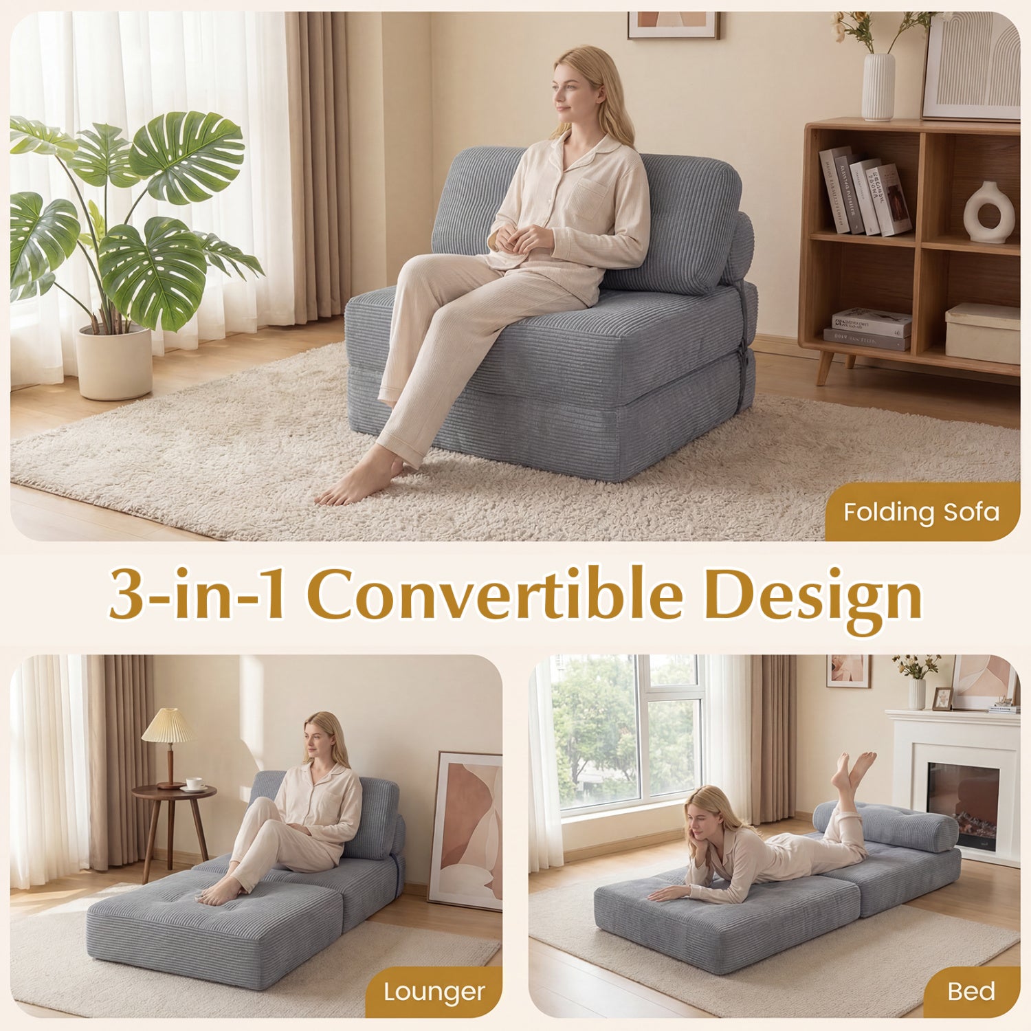 Folding Sofa Bed With Pillow, Gray Sofas & Loveseats at Gallery Canada