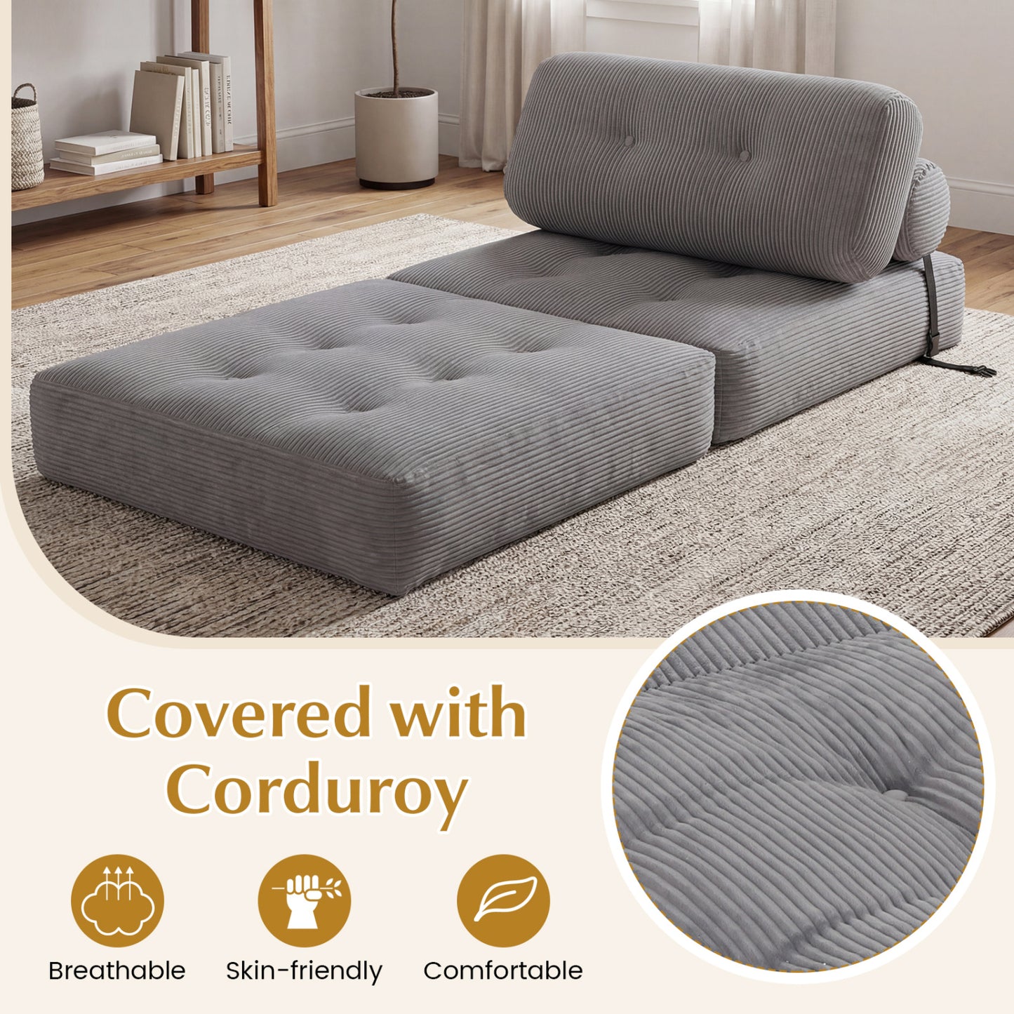 Folding Sofa Bed With Pillow, Gray Sofas & Loveseats at Gallery Canada