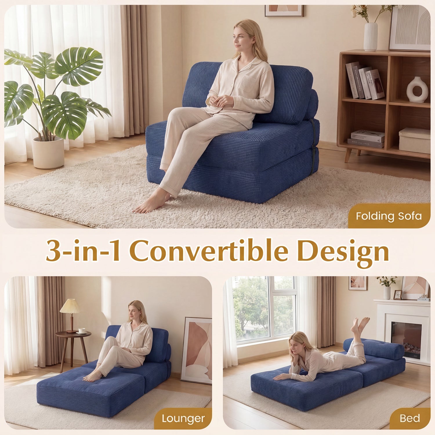 Folding Sofa Bed With Pillow, Navy Sofas & Loveseats at Gallery Canada