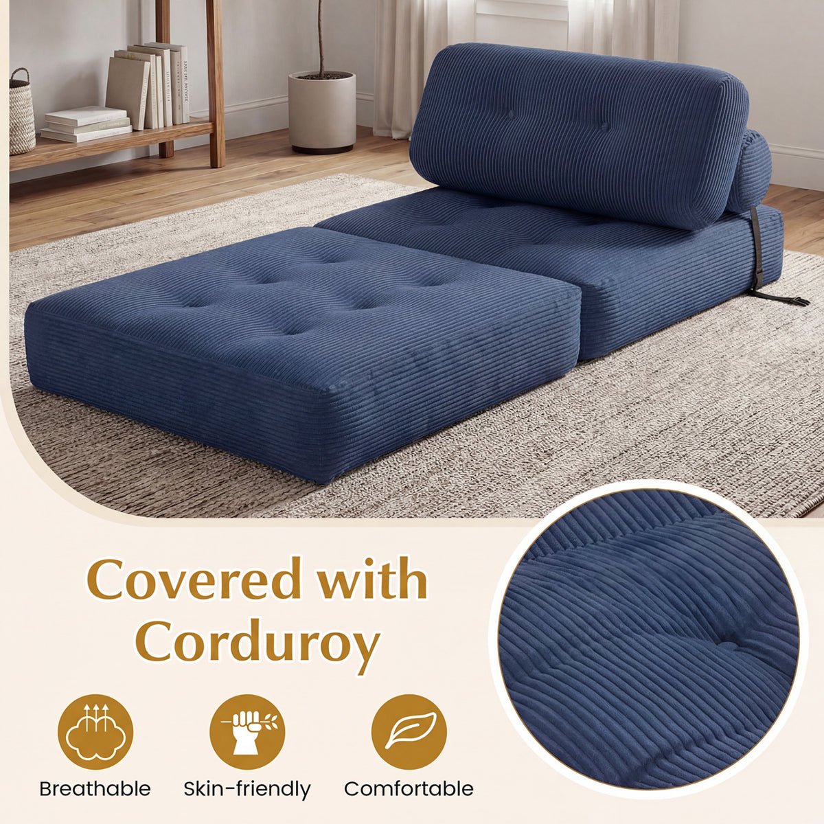 Folding Sofa Bed With Pillow, Navy Sofas & Loveseats at Gallery Canada