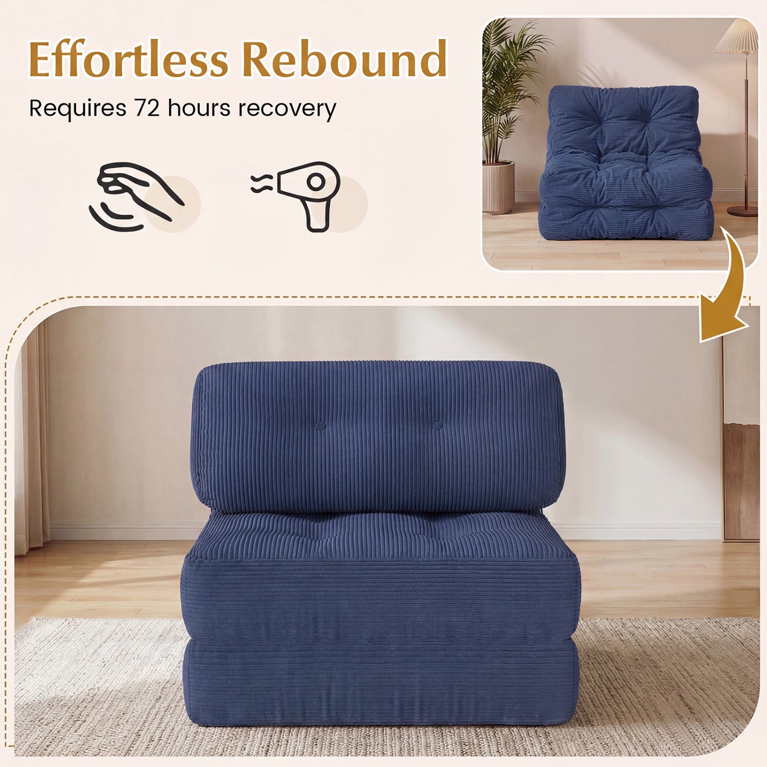 Folding Sofa Bed With Pillow, Navy Sofas & Loveseats at Gallery Canada
