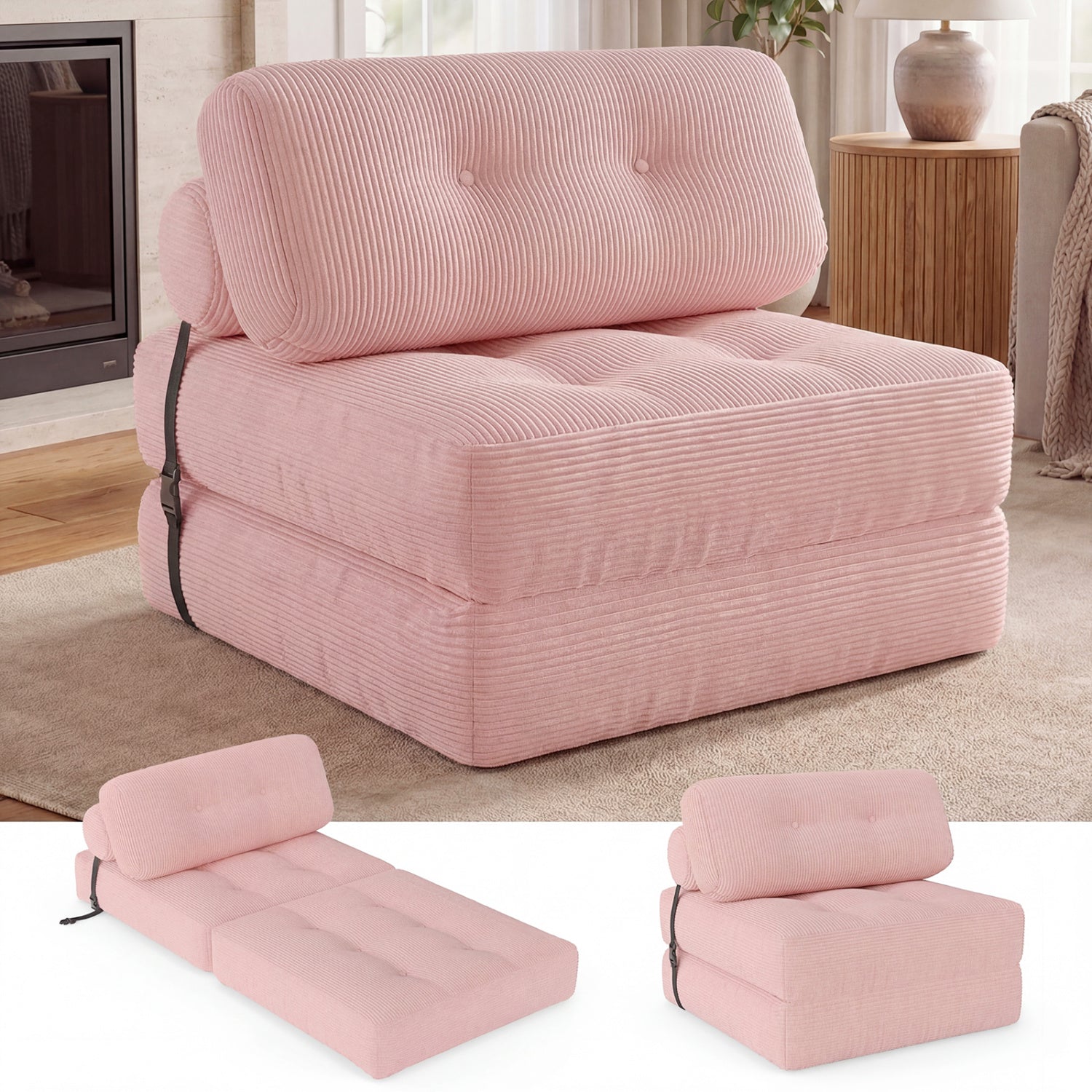 Folding Sofa Bed With Pillow, Living Room, Pink Sofas & Loveseats Pink at Gallery Canada