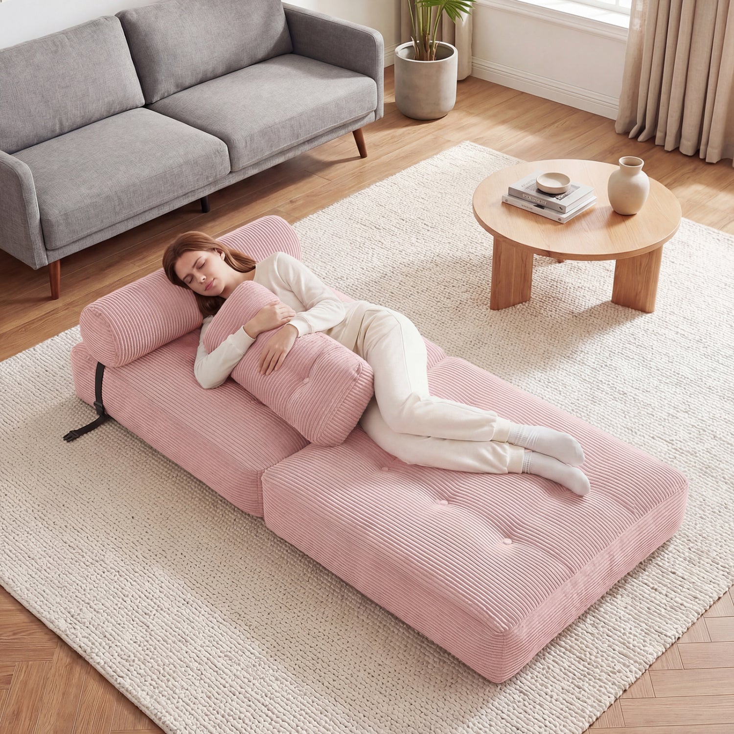 Folding Sofa Bed With Pillow, Living Room, Pink Sofas & Loveseats at Gallery Canada