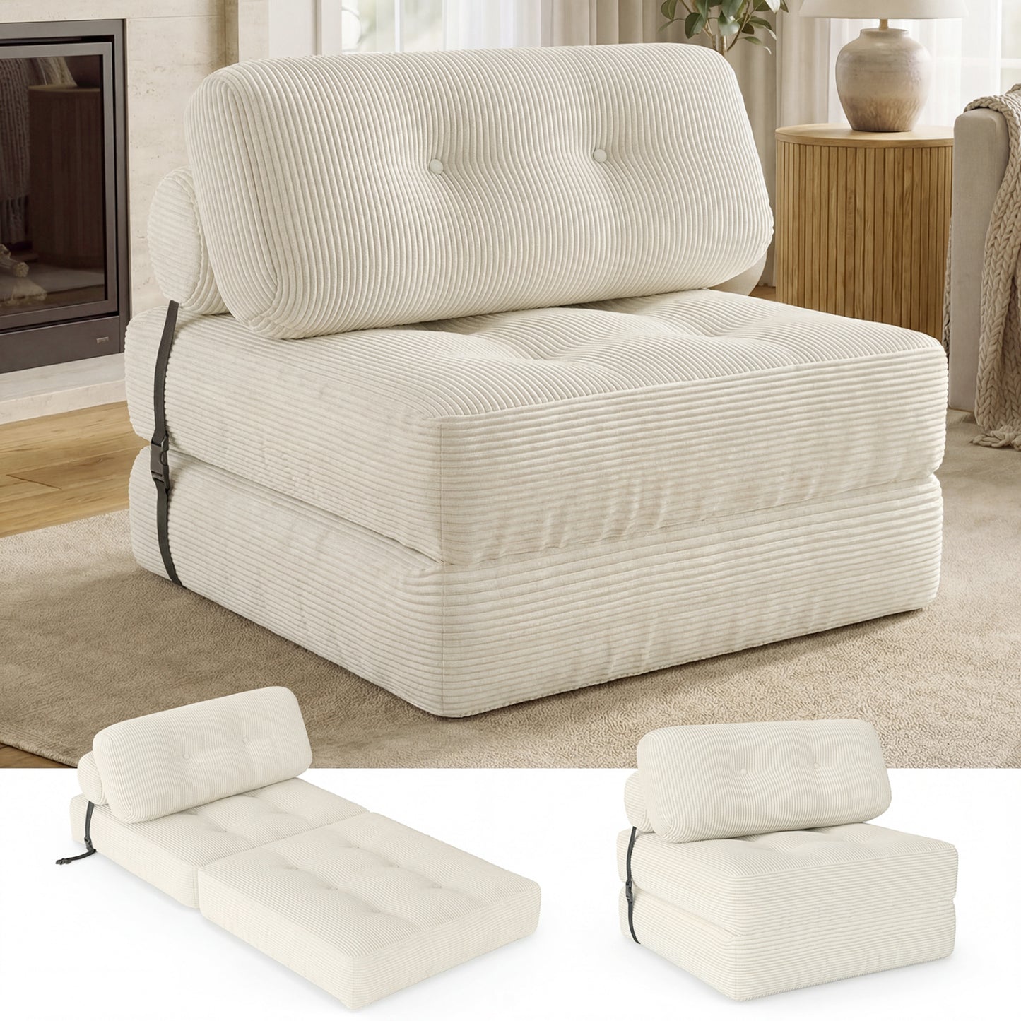 Folding Sofa Bed, With Pillow And Back Support, Beige Sofas & Loveseats at Gallery Canada