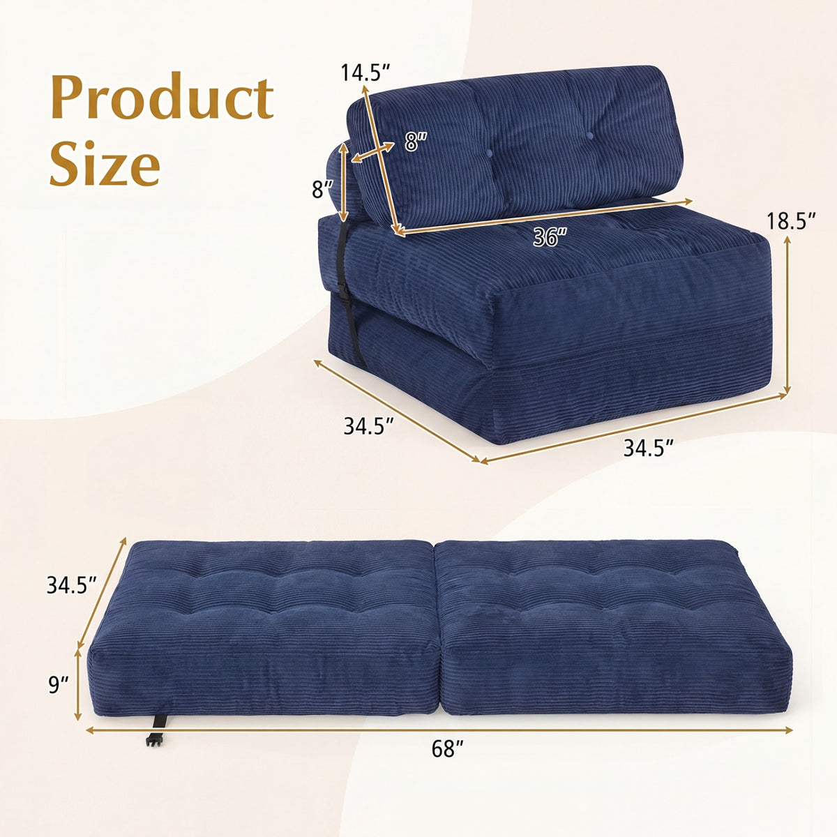 Folding Sofa Bed With Pillow, Navy Sofas & Loveseats at Gallery Canada