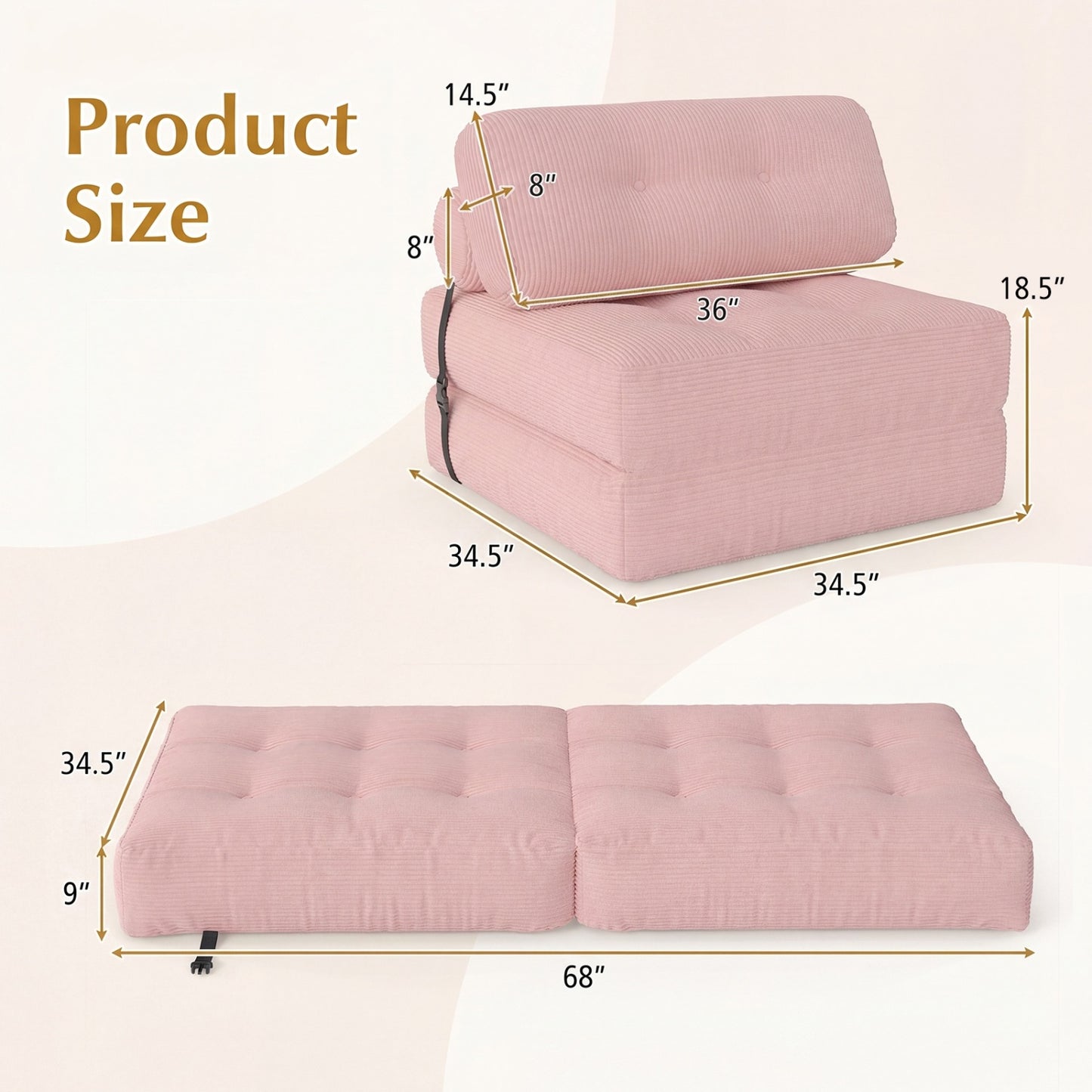 Folding Sofa Bed With Pillow, Living Room, Pink Sofas & Loveseats at Gallery Canada