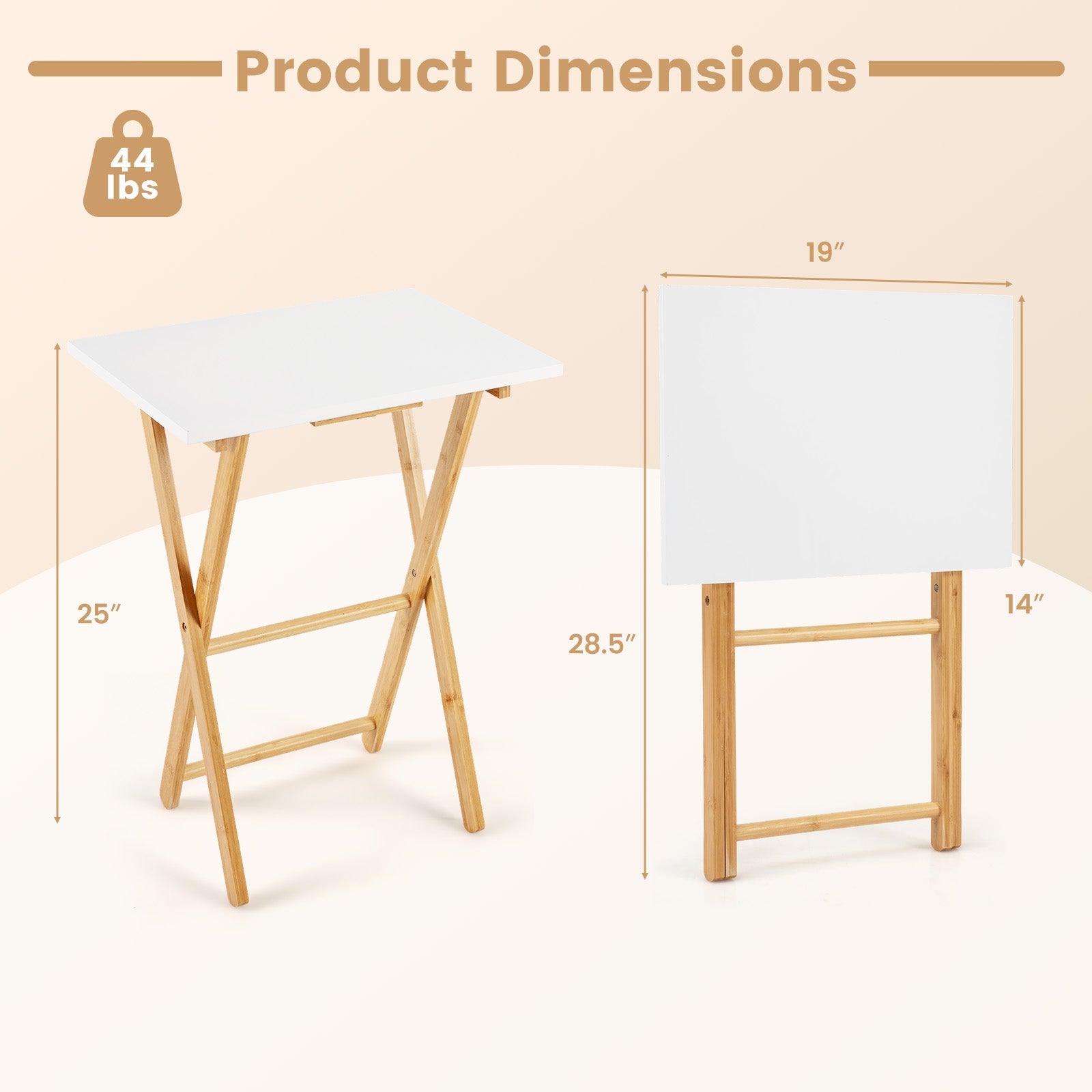 Folding TV Tray Tables Set of 2 for Small Spaces Bedroom and Living Room, White End & Side Tables at Gallery Canada