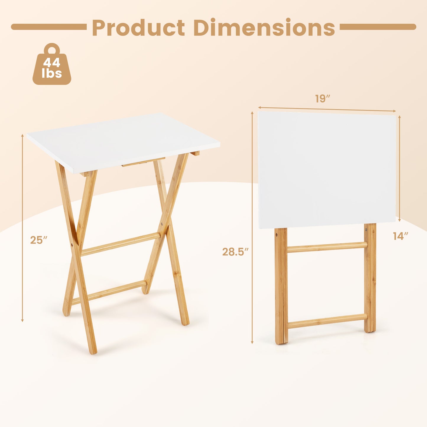 Folding TV Tray Tables Set of 2 for Small Spaces Bedroom and Living Room, White End & Side Tables at Gallery Canada