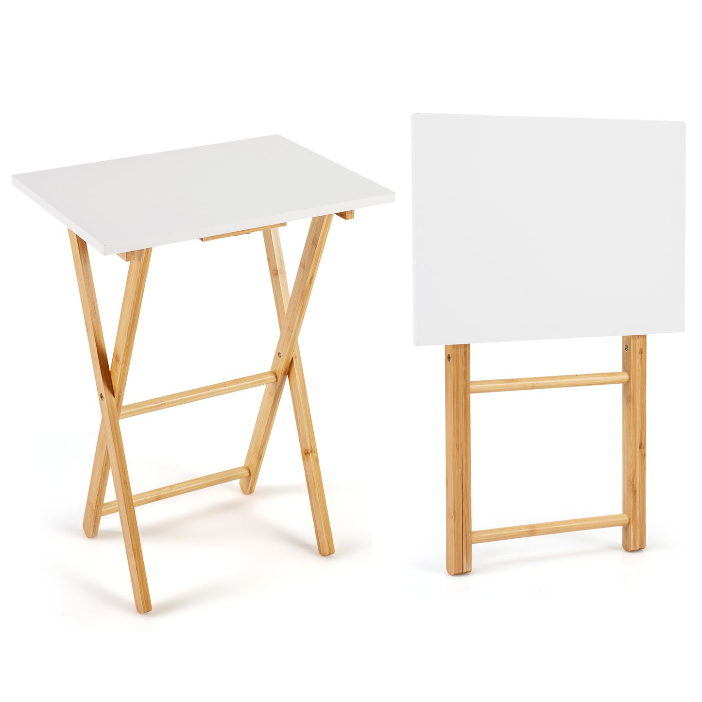 Folding TV Tray Tables Set of 2 for Small Spaces Bedroom and Living Room, White End & Side Tables at Gallery Canada