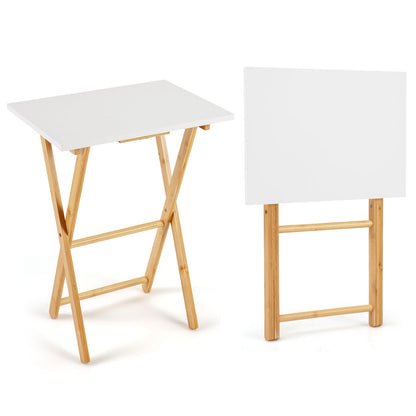 Folding TV Tray Tables Set of 2 for Small Spaces Bedroom and Living Room, White End & Side Tables White at Gallery Canada