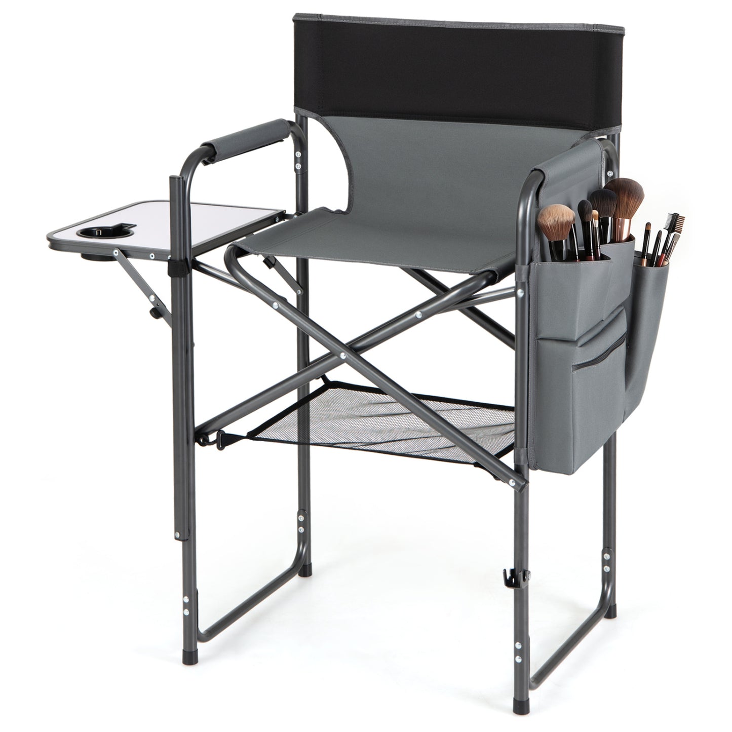 Folding Tall Director Chair 26 Inch, Portable Camping Chair, Gray