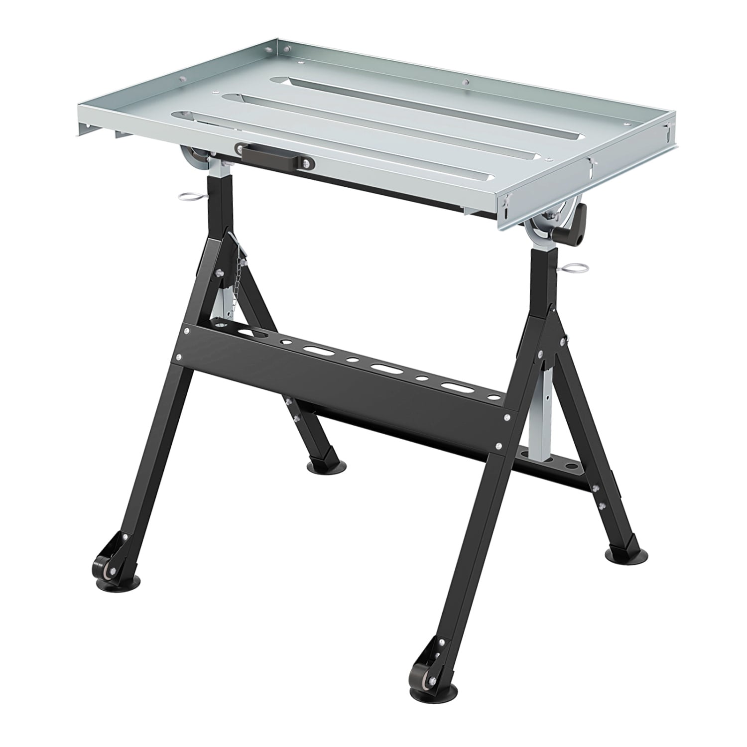 Folding Welding Table With 2 Fixed Wheels, 4-Level Height, Black Garages at Gallery Canada