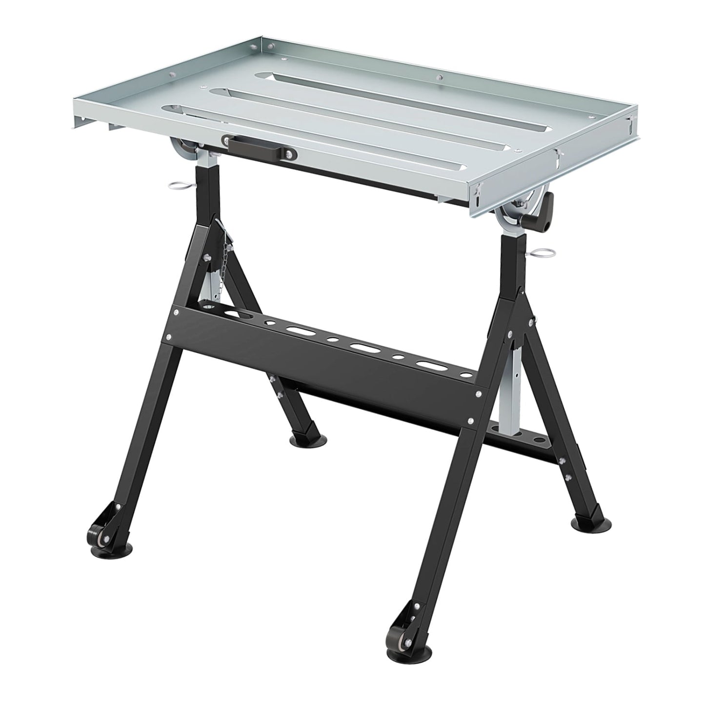 Folding Welding Table With 2 Fixed Wheels, 4-Level Height, Black Garages at Gallery Canada