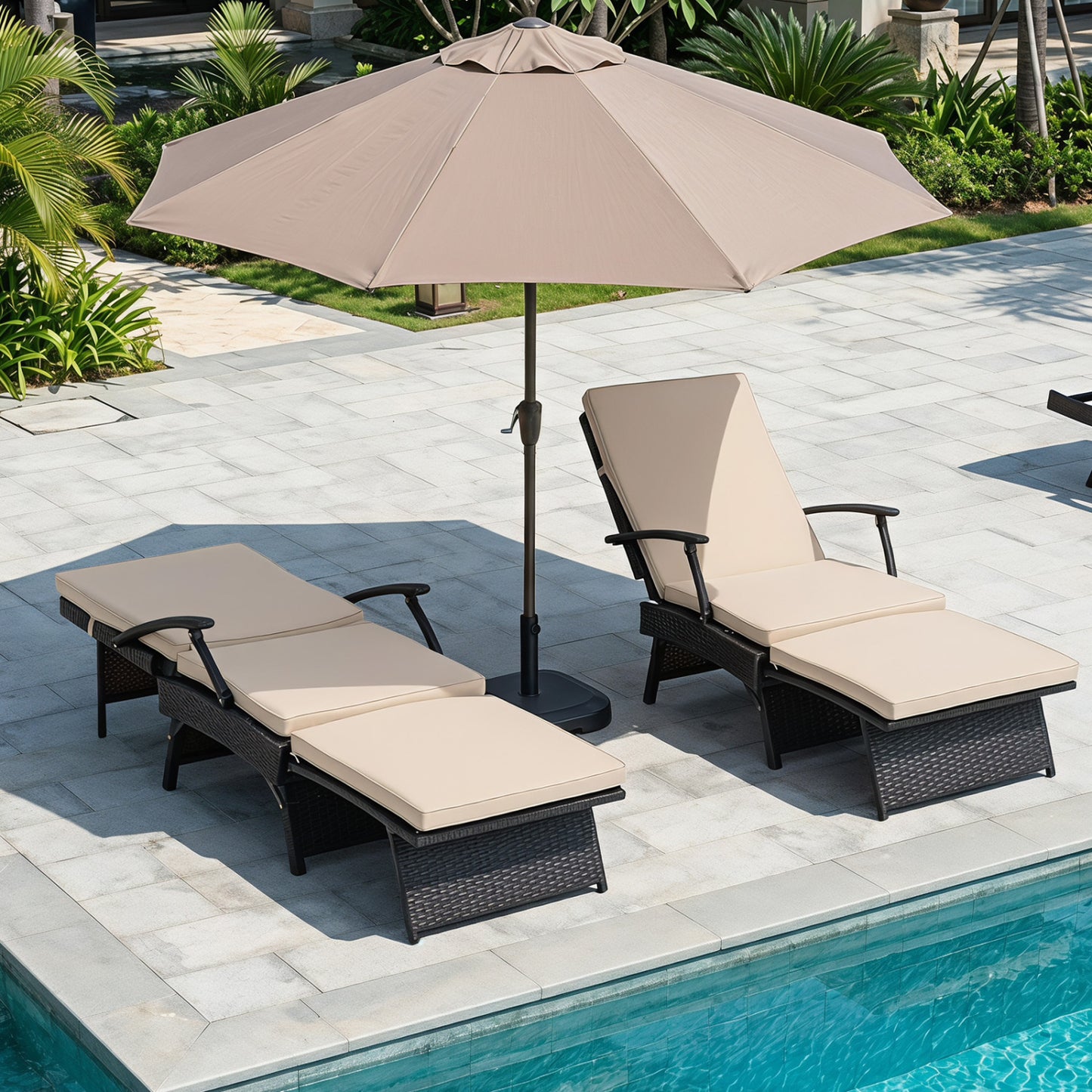 Folding Wicker Chaise Lounge With Ottoman, Brown Outdoor Chaise Lounges at Gallery Canada
