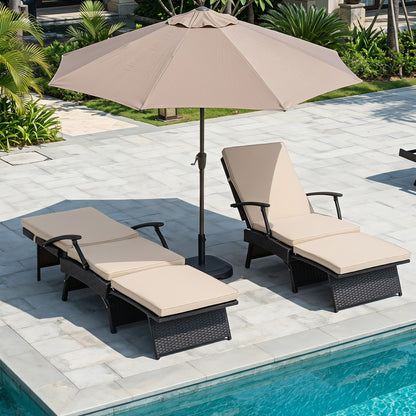 Folding Wicker Chaise Lounge With Ottoman, Brown Outdoor Chaise Lounges at Gallery Canada