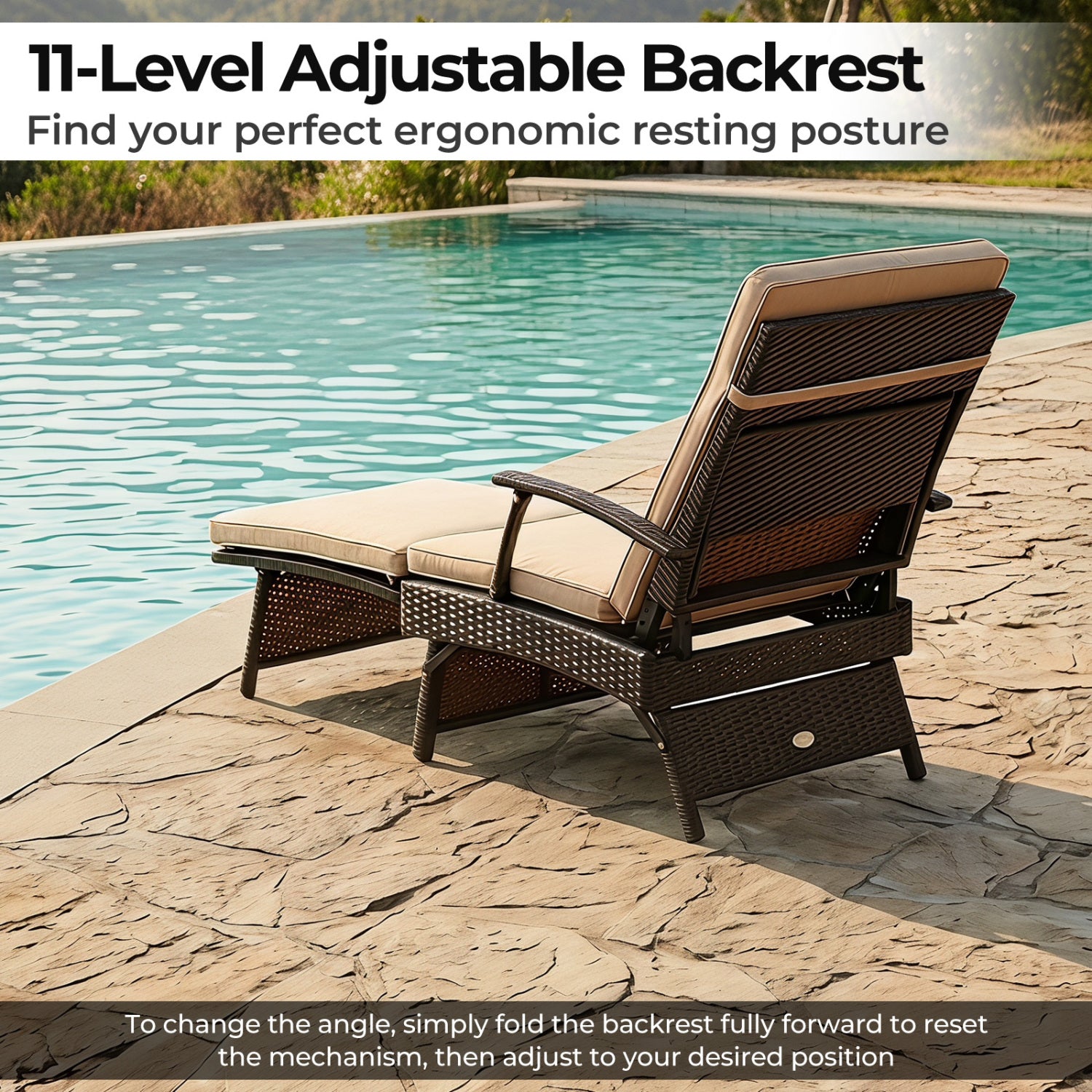 Folding Wicker Chaise Lounge With Ottoman, Brown Outdoor Chaise Lounges at Gallery Canada
